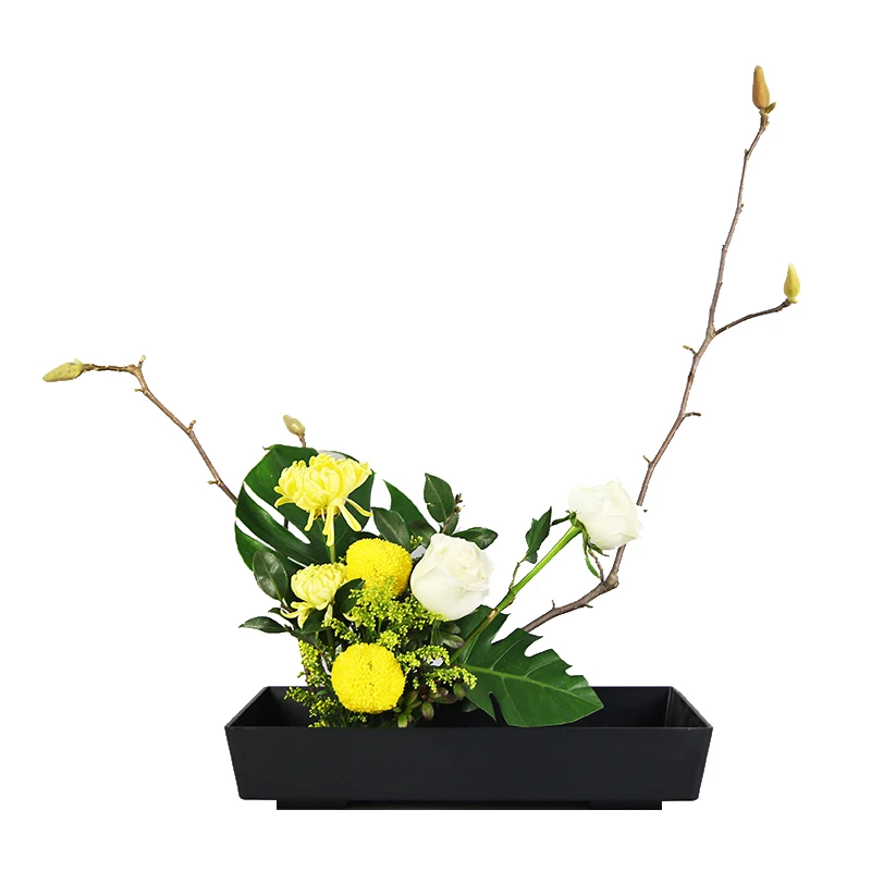 Японский учебный цветочный горшок Ikebana чистый прямоугольник пластиковый ваза