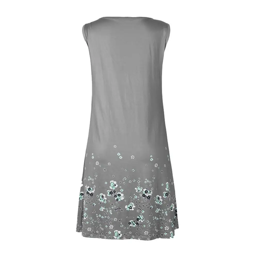 Европейский и американский стиль Женская без рукавов Цветочный Принт Свободные