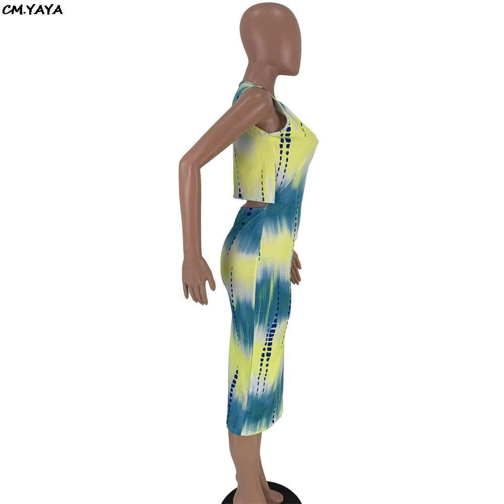 2019 women new summer tie dye galaxy print o-neck sleeveless cut out waist bodycon midi knee length dress vestidos GLDN8254 | Женская