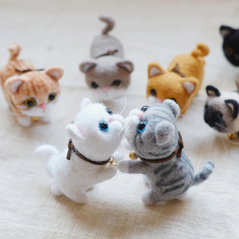 Шерстяного фетра DIY ручной работы куклы с милым рисунком кота ватный Войлок