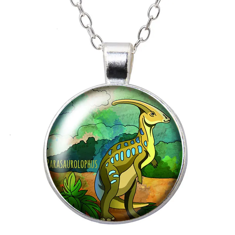 Ancient dinosaur Photo Silver color/Bronze Pendant Necklace 25mm Glass Cabochon Girl Jewelry Birthday Gift 50cm images - 6