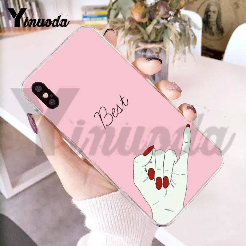 Yinuoda для iphone 7 6 X Чехол лучших друзей макияж розовые ногти Прозрачный чехол