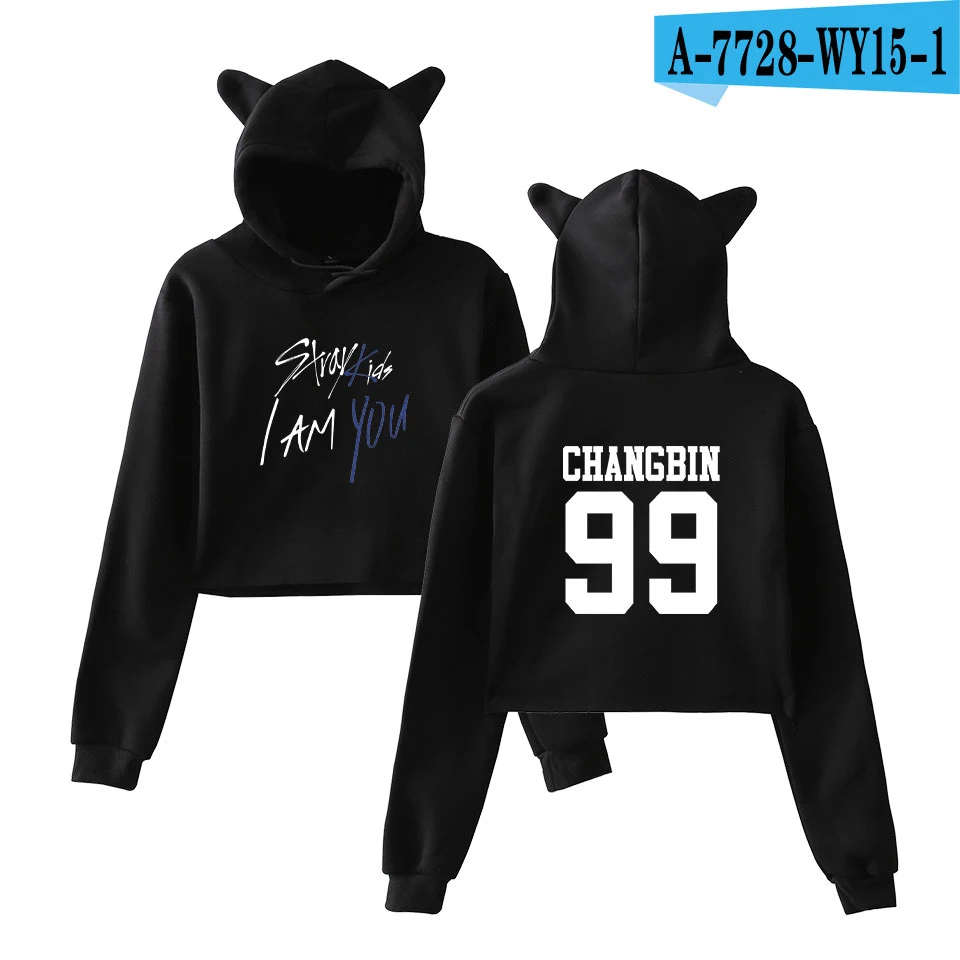 LUCKYFRIDAYF/, модный Теплый Женский Топ с принтом «I Am You Idol Changbin», толстовка с капюшоном, 2XL - Цвет: black