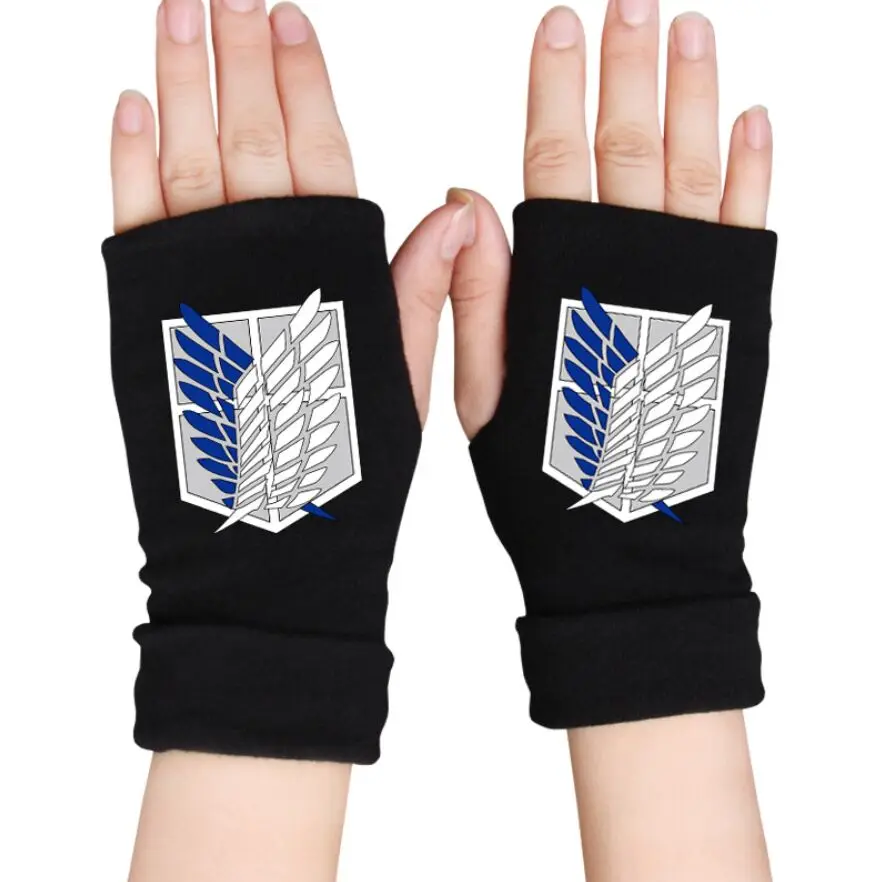 

Cartoon Finger Cotton Knitted Wrist Gloves Attack on Titan Tokyo Ghoul hand Mittens Anime Accessories Cosplay Fingerless Gloves