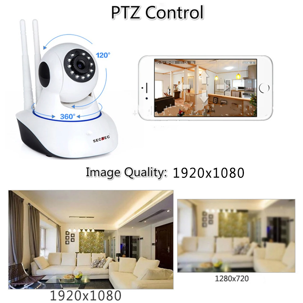 SECTEC HD 1080P облачная Беспроводная ip-камера для домашней безопасности, сетевая камера видеонаблюдения, камера видеонаблюдения, 2 Мп, Wi-Fi камера, ночное видение, детский монитор