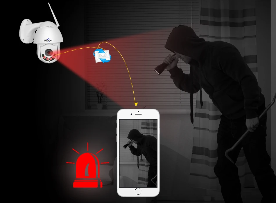 Hiseeu 1080P Беспроводная PTZ скоростная купольная IP камера WiFi наружная двухсторонняя аудио CCTV камера безопасности Видео сетевая камера видеонаблюдения P2P