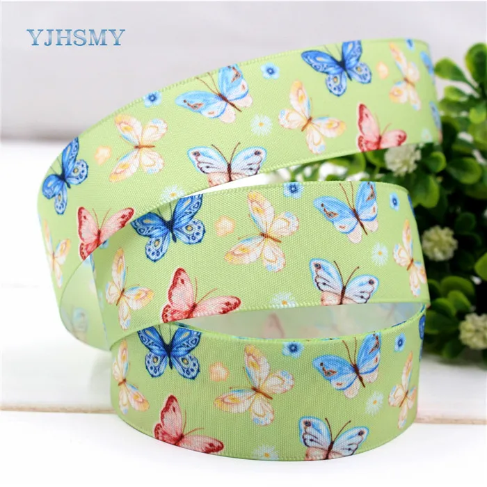 D-17306-1141 YJHSMY D-17306-1140, 10 ярдов, 25 мм Бабочка атласная лента с рисунком свадебные аксессуары, подарок обёрточная бумага, материал "сделай сам" - Цвет: D-17306-1141