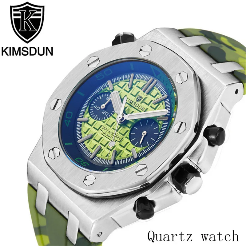 KIMSDUN Роскошные брендовые часы мужские часы Montre Homme все подциферы рабочие Силиконовые наручные кварцевые часы мужские эксклюзивные мужские часы Relogio