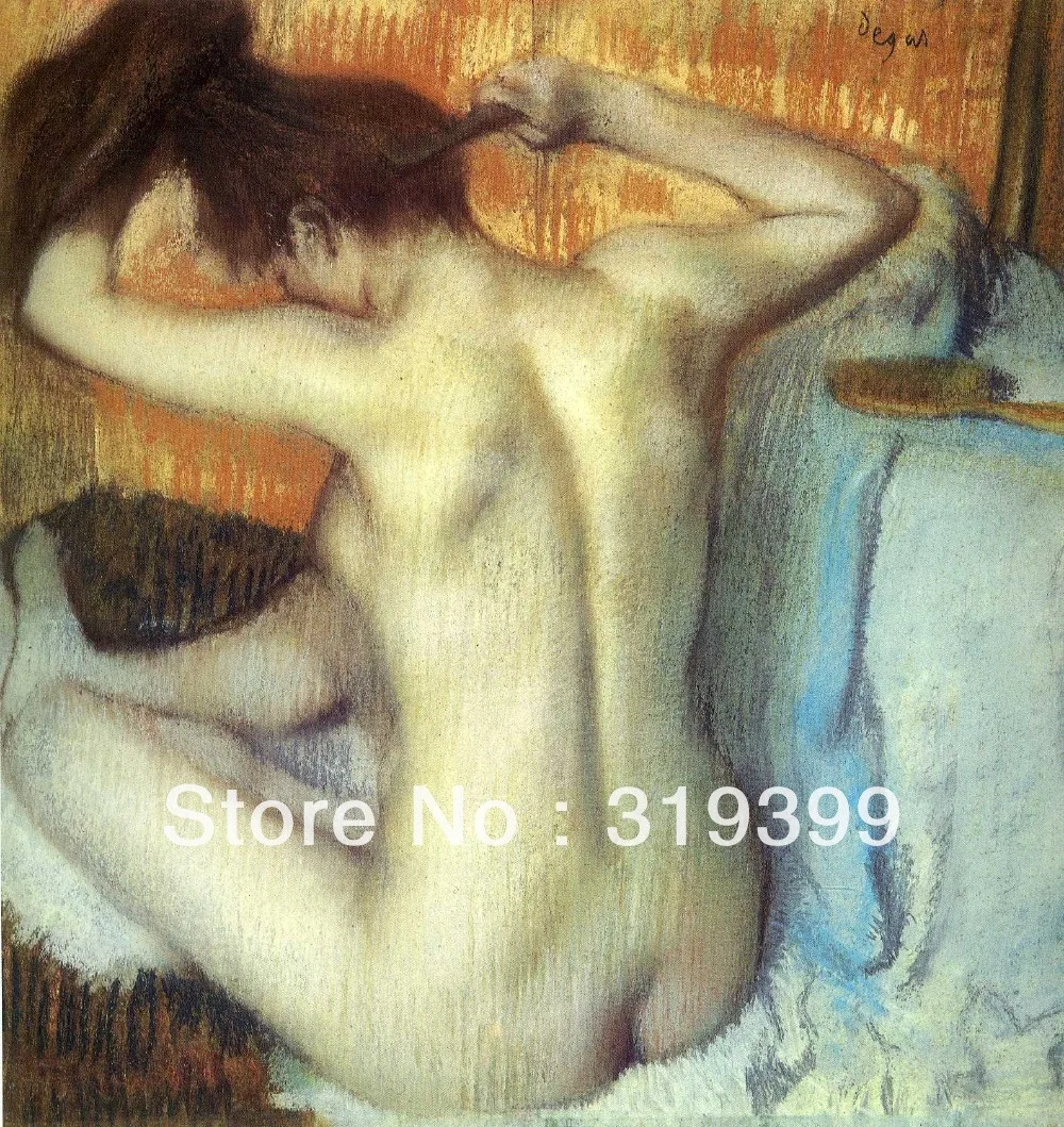 Картина маслом ручной работы на льняном холсте Женская расческа волос от edgar degas