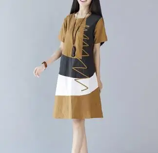 Летнее женское платье с коротким рукавом 2020 Новое повседневное хлопковое