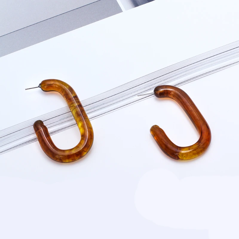 8Seasons Punk Style Coffee Color Resin U-Shaped Drop Earrings For Women Club Party Simple Dangle Jewelry Accessories | Украшения и