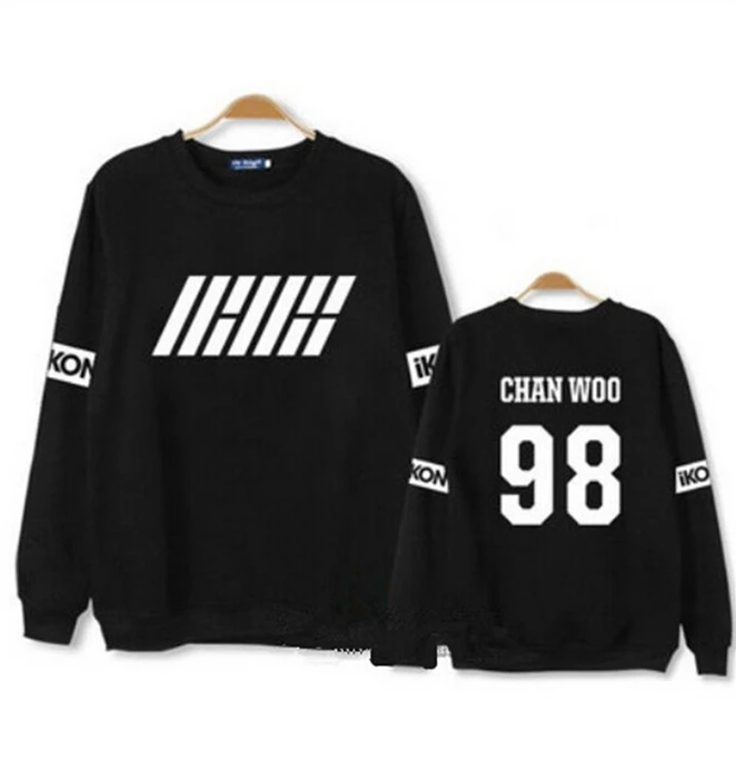 Новое поступление осени 2015 толстовки с капюшоном kpop new idol group ikon логотипом первого