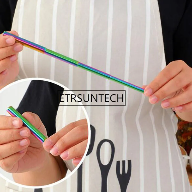 300 шт складная металлическая солома Портативная Складная многоразовая Питьевая