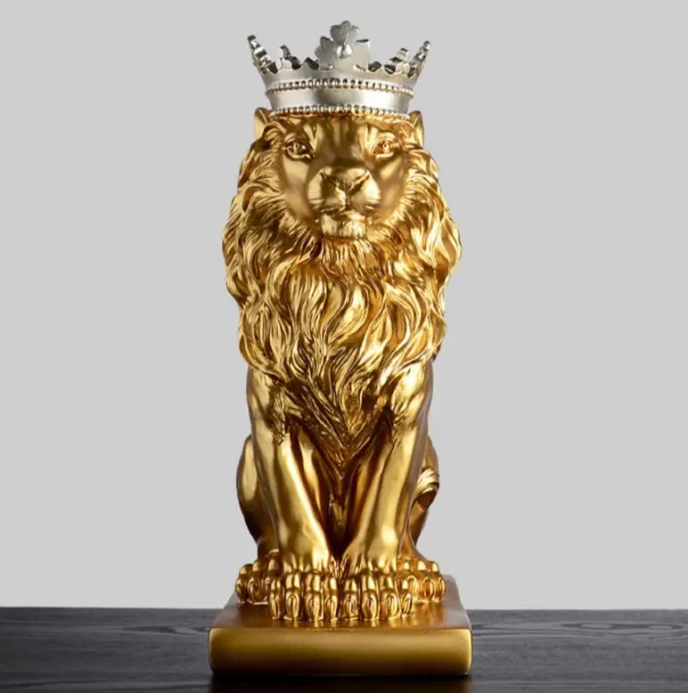 

gold crown lion statue handicraft decorations christmas decorations for home sculpture escultura home decoration accessories