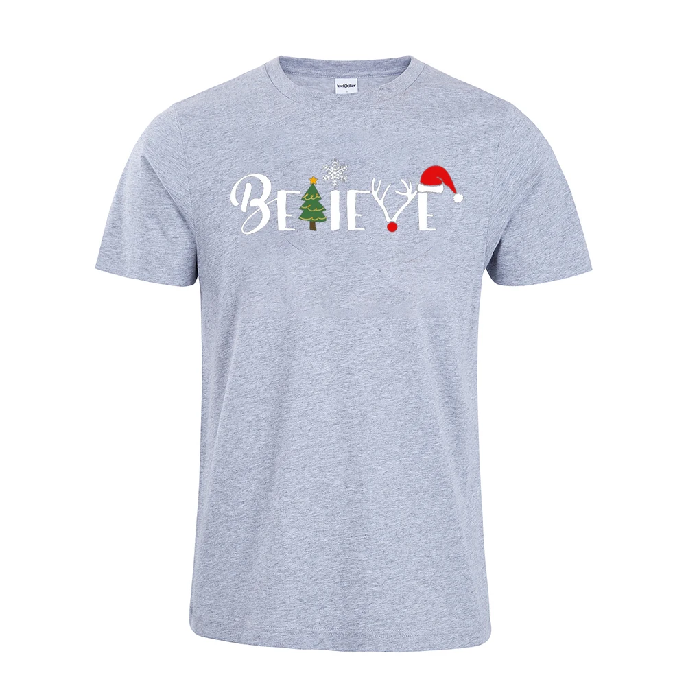 Женская рождественская футболка с надписью Believe Christmas удобная унисекс женская