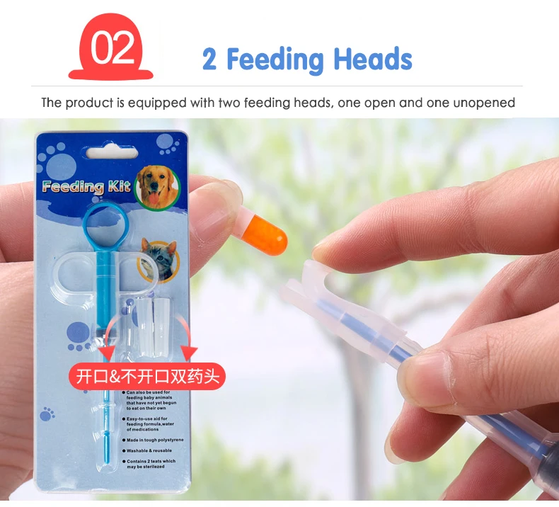 1PC Dog Cat Medicine Dispenser Leak-proof PP Pills Capsule Tablet Pusher Feeding Injection Needle Kit Pet Puppy Dog Feeder