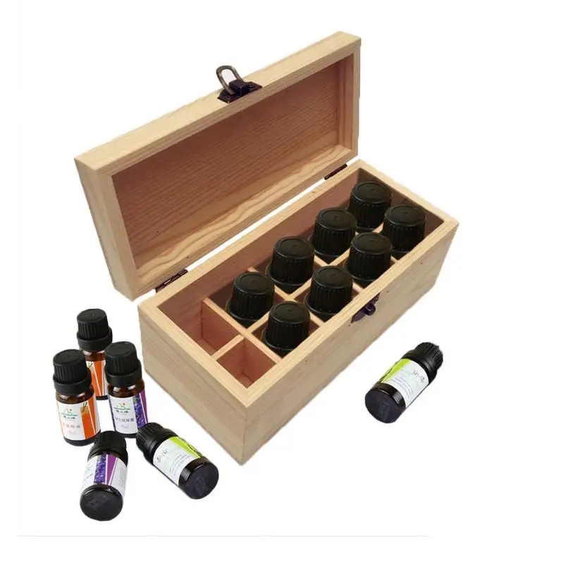 

Wooden 10-compartment Oil Bottle Storage Box Essential Oil Packaging Case 5ML,10ML 20ML 30ML Bottle Organizer