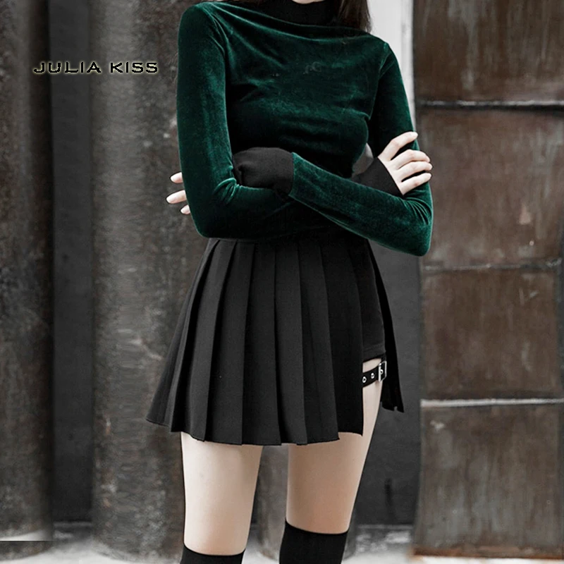 

Женский плиссированный мини Skort с поясом на бедро в стиле панк Skort