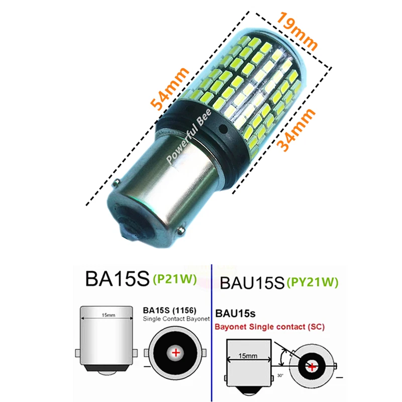 2 шт. Автомобильные светодиодные лампы CANBUS 1156/BA15S/p21w BAU15S/py21w 35W|Сигнальная лампа| |