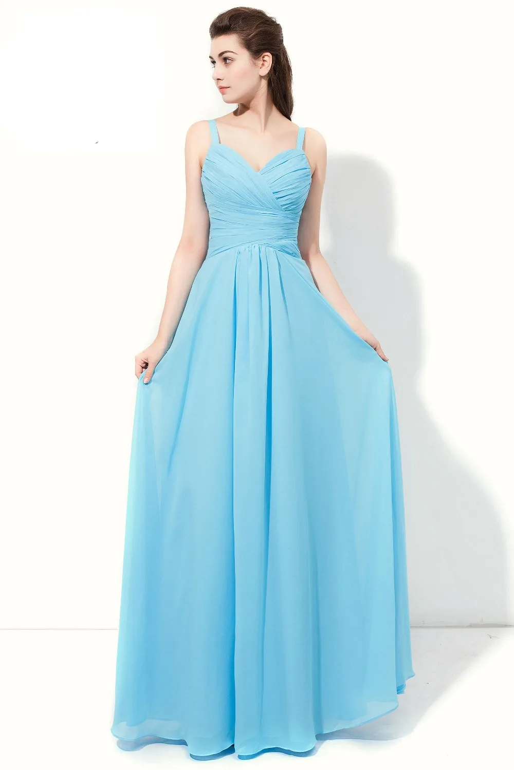 ANGELSBRIDEP на тонких бретелях небесно голубое для подружки невесты платья 2021 длинное