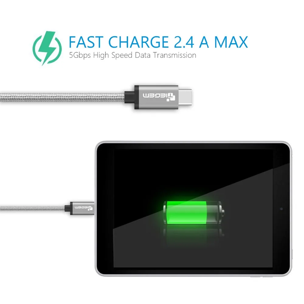 Кабель TIEGEM USB 3 1 тип C Высокоскоростной шнур 0 кабель для MacBook Xiaomi 4s 5 letv Samsung s8 Type-c Nexus