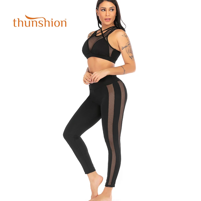 

Thunsion женский спортивный костюм для йоги, бега, фитнеса, одежда для прогулок, сексуальный полый Набор для йоги, спортивный комплект для спорт...