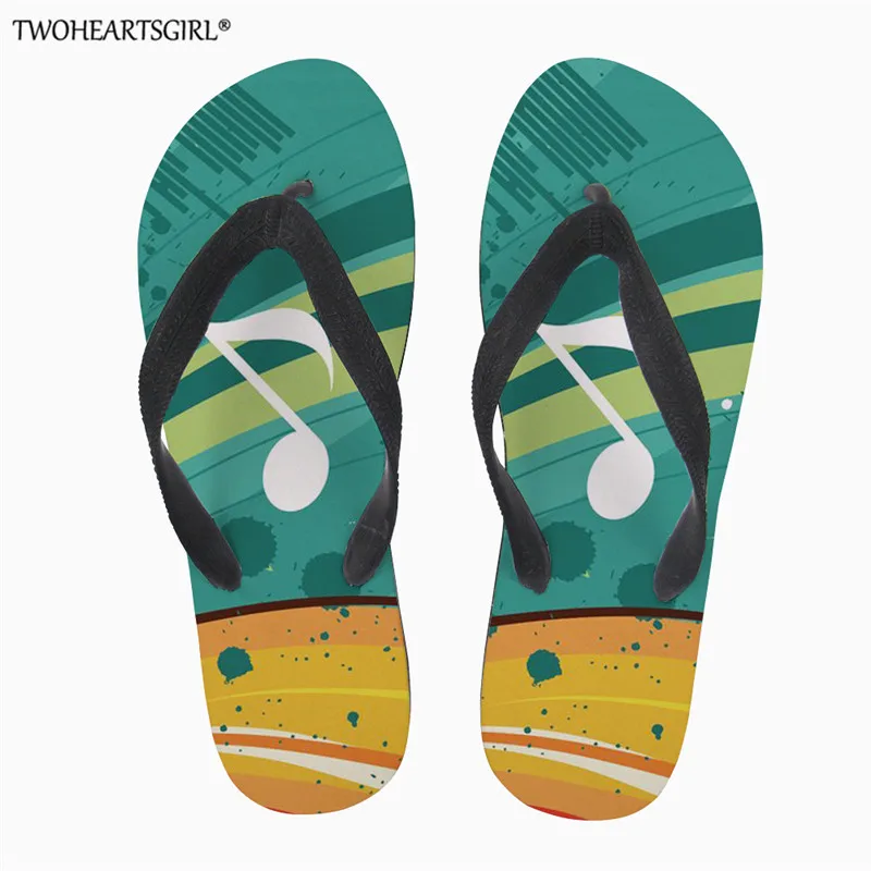 Пляжные шлепанцы twoheart sgirl тапочки с 3D рисунком музыкальных нот пианино плоская
