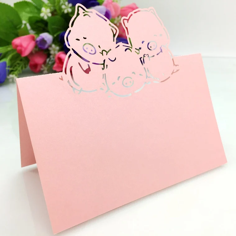 50pcs Laser Cut Cute Pig table name Place Cards Wedding Party Table Decoration wedding decoration favor | Дом и сад