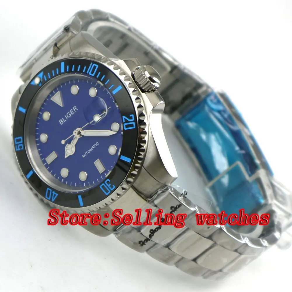40 мм синий циферблат сапфировое стекло нержавеющая сталь керамический ободок