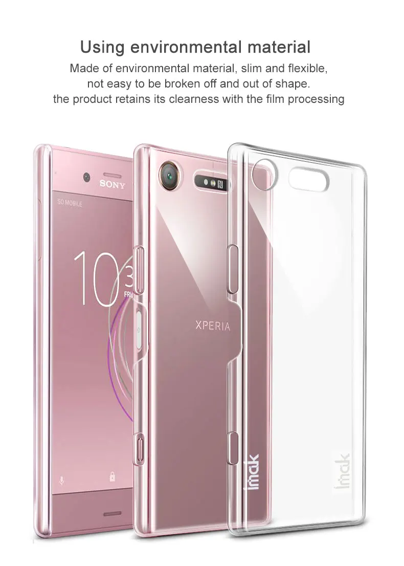 Для Sony Xperia XZ1 компактный корпус 4." Imak Жесткий Пластик Телефонные Чехлы прозрачный Защитная крышка кристалл телефон оболочки