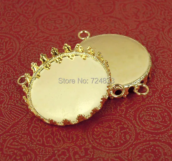 Пустая круглая корона гнездо с 2 петлями кулоны браслеты соединители кабошоны