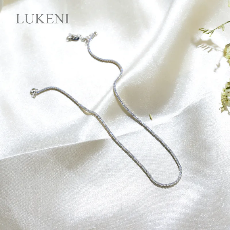 LUKENI, новинка, S925 Стерлинговое Серебро, микро инкрустация, циркон, короткие, сладкие, ключицы, колье, ожерелья для девочки, подарок, ювелирные изделия