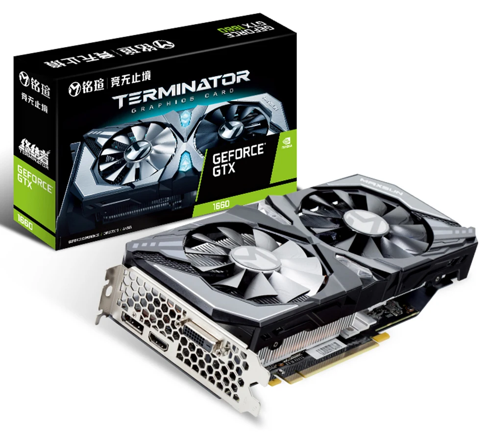 MAXSUN GTX 1660 Terminator 6G Graphics card 192bit NVIDIA GDDR5 8000MHz 1530-1785MHz HDMI+DP+DVI desktop video card for gaming