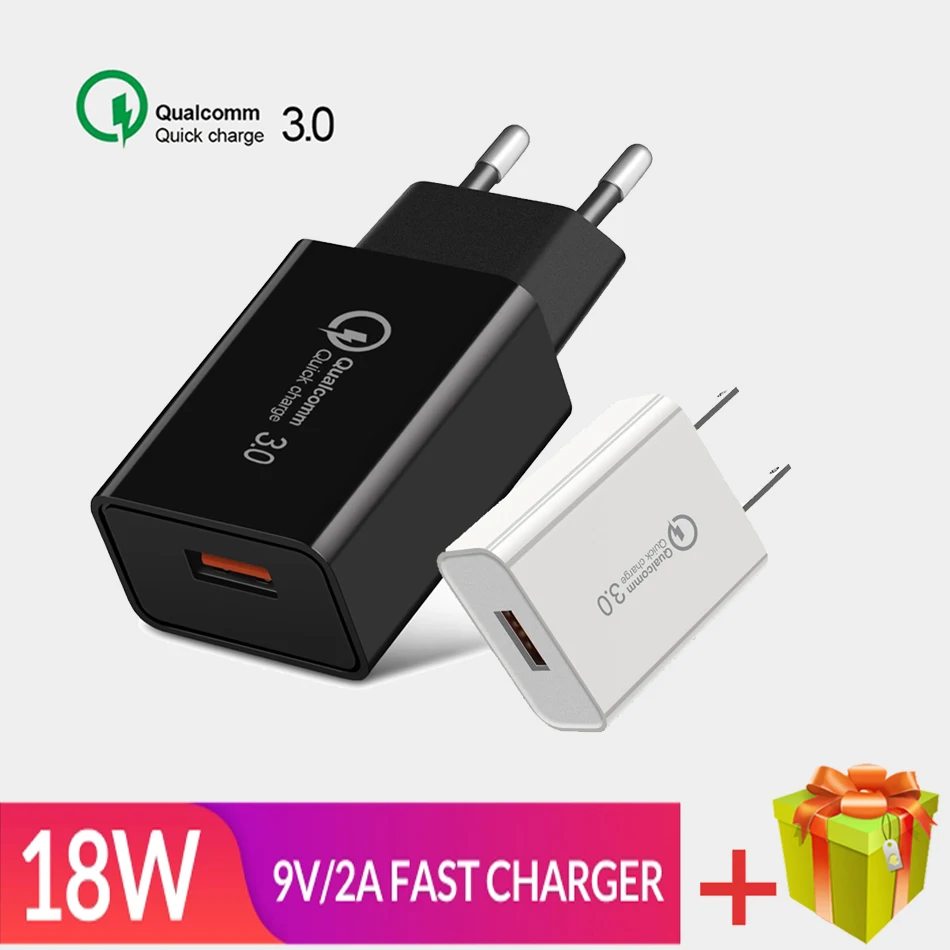 18 Вт Qualcomm 3 0 USB адаптер ЕС быстрое зарядное устройство для Xiaomi iphone samsung huawei Redmi Note 7