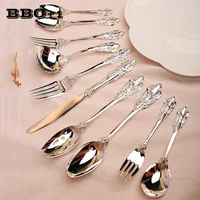 1pcs retro silver dinnerware fork western style tableware plated cutlery tools multi style tableware sets