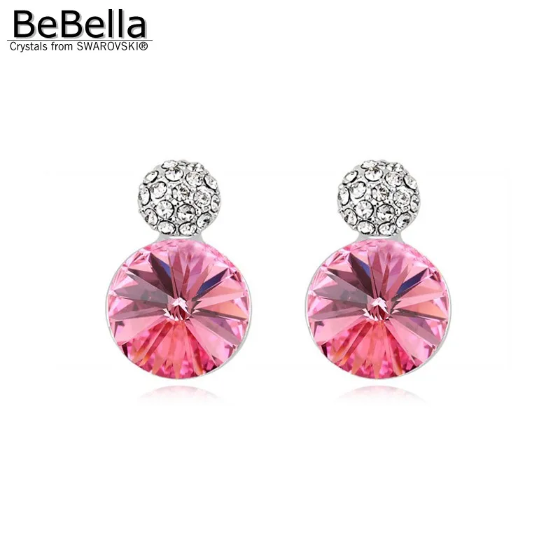 BeBella круглые серьги гвоздики с кристаллами Swarovski вечерние ювелирные изделия для