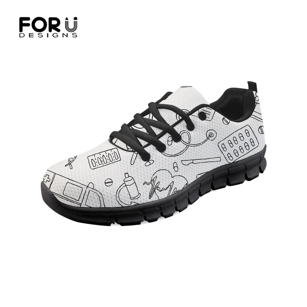 FORUDESIGNS/Женская удобная обувь на плоской подошве со шнуровкой Медицинский узор с