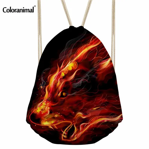 CC1400Z3 Coloranimal 3D пожарный дизайн мужская сумка на шнурке Жемчуг дракона гитара шаблон струнная сумка для Teengers мальчик повседневная Cinch школьная сумка - Цвет: CC1400Z3