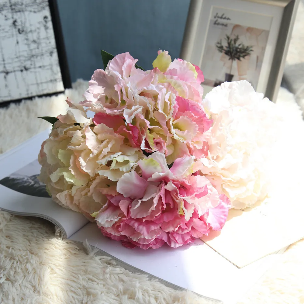 High Quality Artificial Silk Fake Flowers Peony Floral Wedding Bouquet Bridal Hydrangea Decoration DIY Favors Home De D1 | Дом и сад