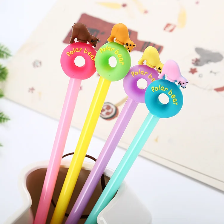 40 pcs Creative Polar Bear Neutral Pen Cute Cartoon Silicone Head Student Stationery Water Needle kawaii school supplies | Канцтовары