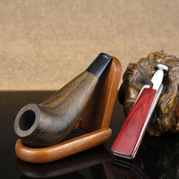new ebony wood pipe set multifunction metal tool open close type wooden stand 3mm filter smoking pipe 9 5cm mini tobacco pipe