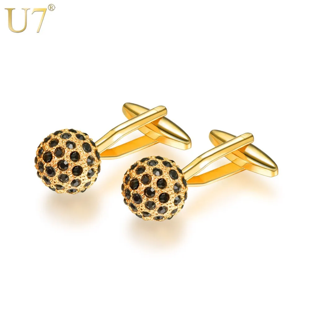 

U7 Black Crystal Microphone Men's Cufflinks Wedding Jewelry Accessories Gift Button Gold/Silver Color Cuff Links For Mens C1005