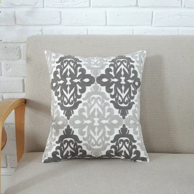 F Home Decor вышитые подушки крышки серый розовый геометрический парусина хлопок площадь вышивки наволочка 45x45 см - Цвет: F