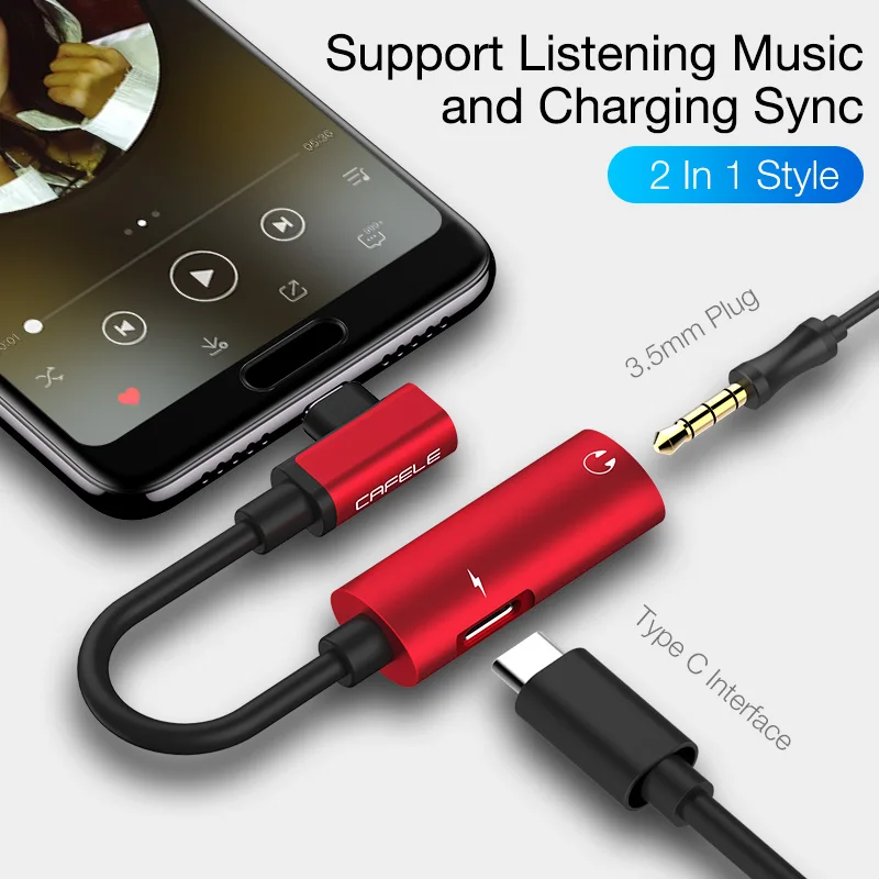 Адаптер Cafele USB Type C на 3 5 мм OTG для наушников Huaiwei P20 30 pro AUX кабель Xiaomi 9 8 Redmi K20