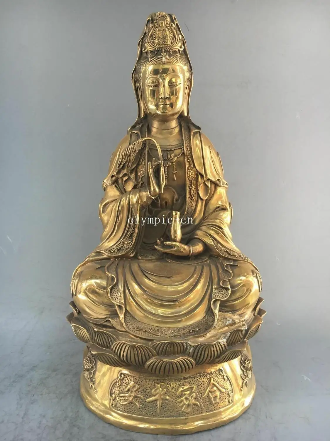 

19'' brass folk home fengshui buddhism Kwan-yin Guanyin Avalokitesvara statue