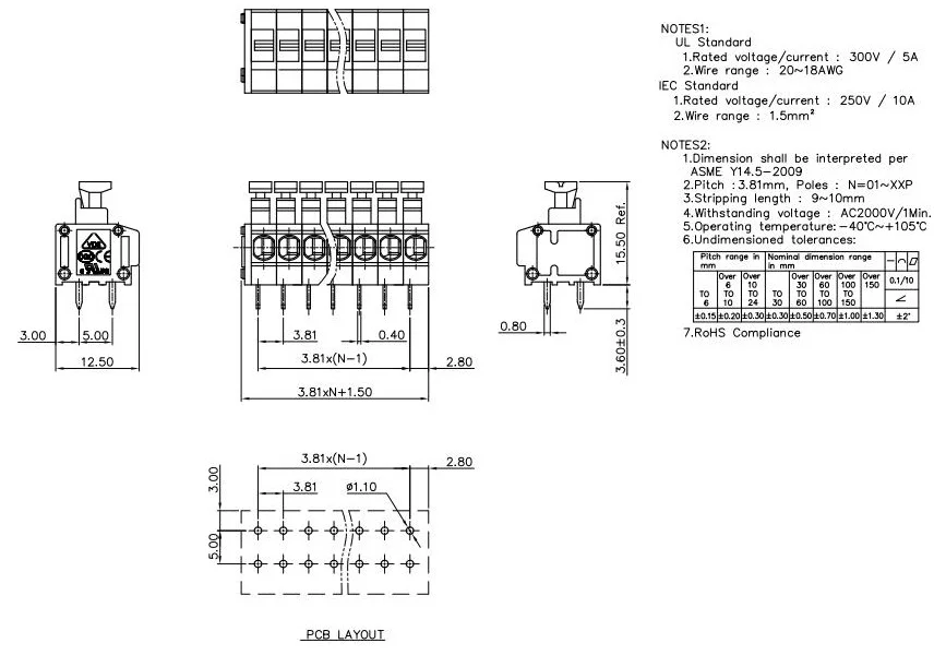 KF235 3,81 2P~ 12P PCB Пружинные клеммные блоки DG235 3,81 мм 2PIN~ 12PIN PHOENIX свяжитесь с DEGSON KEFA
