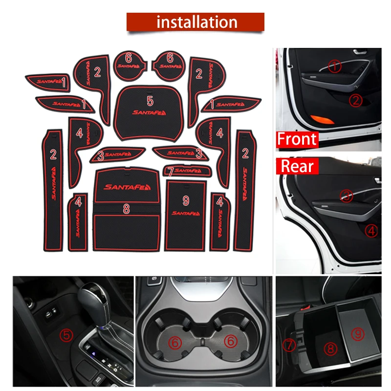 Для hyundai Santa Fe IX45 2013 2015 Салонные подложки противоскользящие ковриком слот ворота