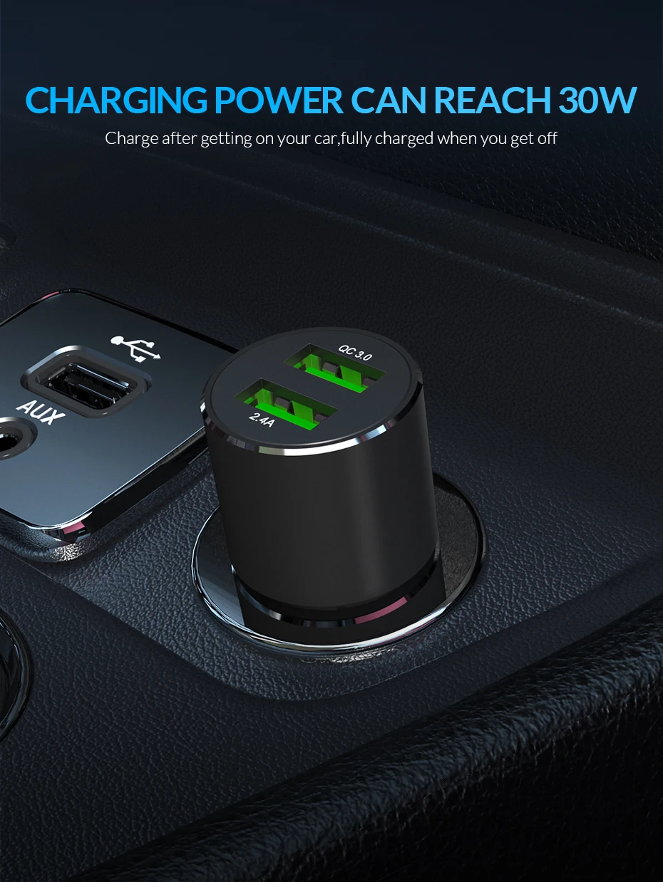 TOPK G207Q Dual USB Автомобильное зарядное устройство Быстрая зарядка 3,0 быстрое зарядное устройство автомобильное зарядное устройство для iPhone Xiaomi huawei телефон зарядное устройство адаптер в автомобиле