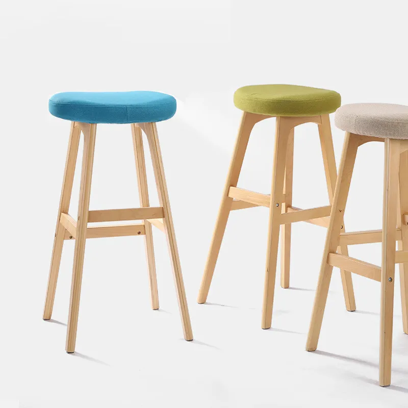 Твердый деревянный барный стул креативный высокий Европейская мода передний