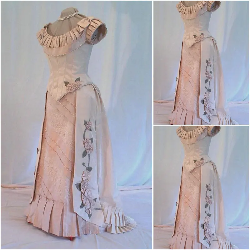 

HIstory!Customer-made White Victorian dress 1860s Civil war Dress Vintage Cosplay dresses Scarlett dress SZ US6-36 Heather -2